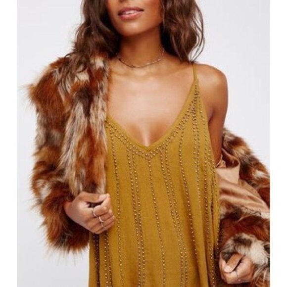 Free People top Small BB Embellished Cami beaded spaghetti strap v-neck - Picture 16 of 16